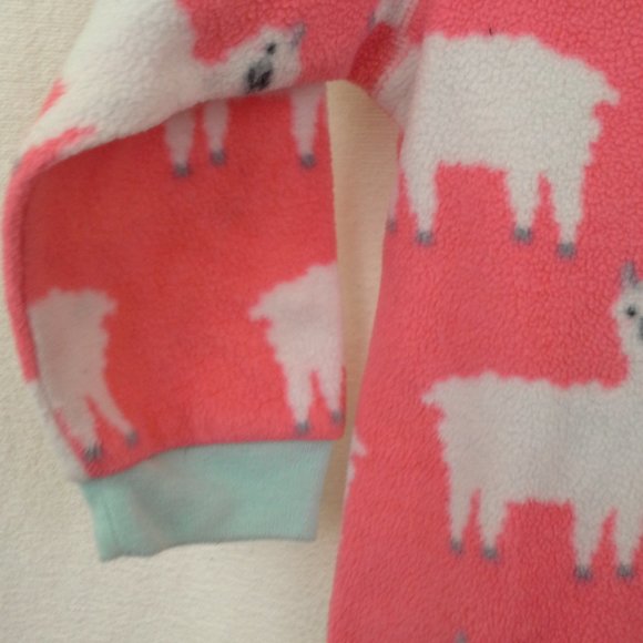 Childrens Place one-piece footed sleeper Size 18M 24M Llamas Orange green white - Picture 6 of 12